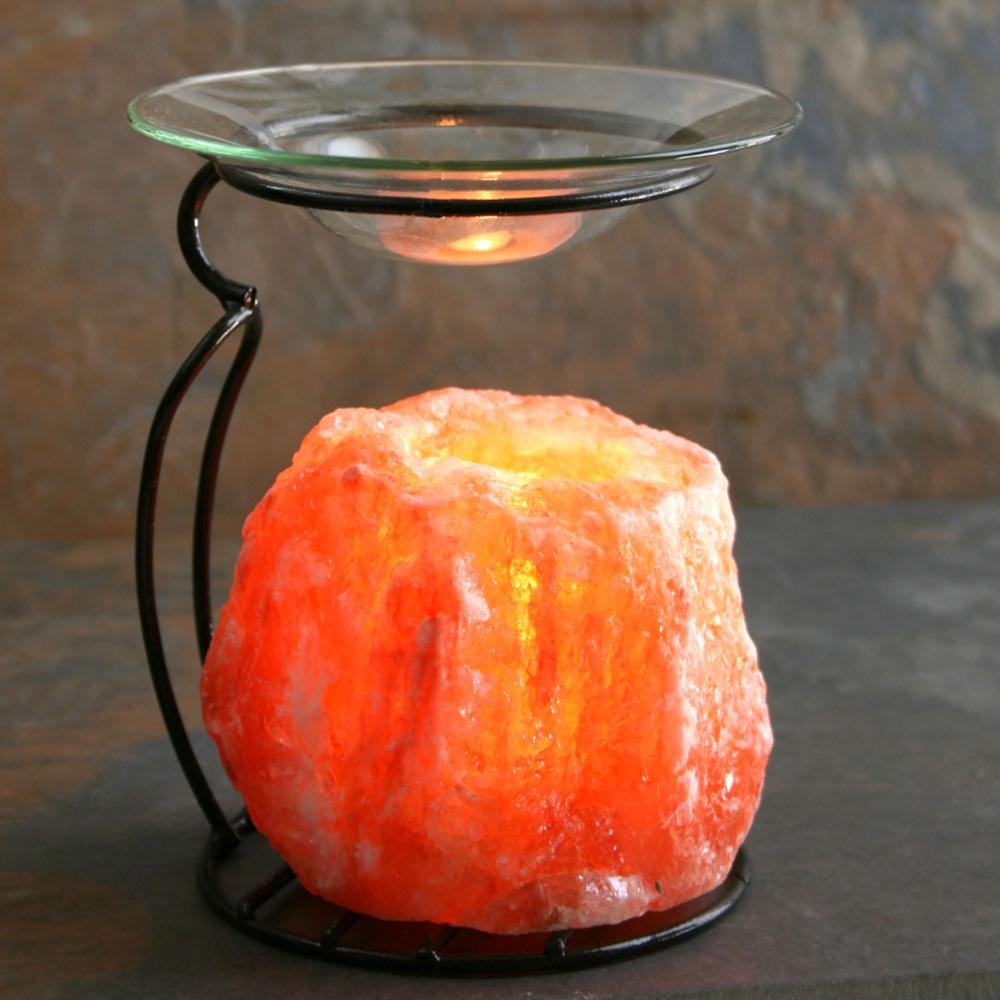 salt oil burner glass dish with slate backdrop
