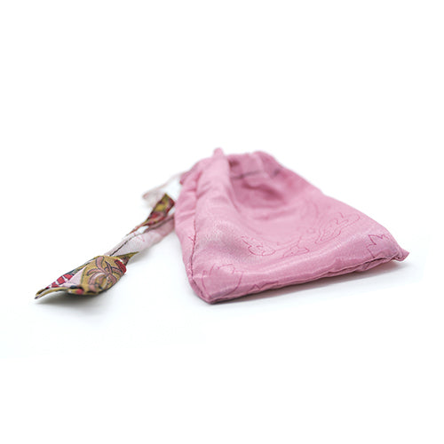 Pink recycled sari fabric pouch bag