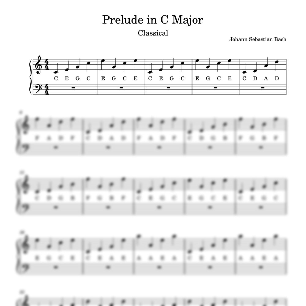 prelude in C major preview of sheet music