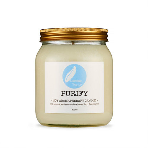 Purify aromatherapy soy wax candle with clean white background