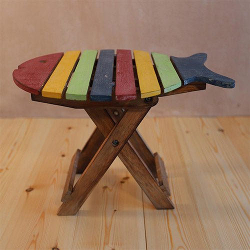 Rainbow coloured theme folding fish stool 