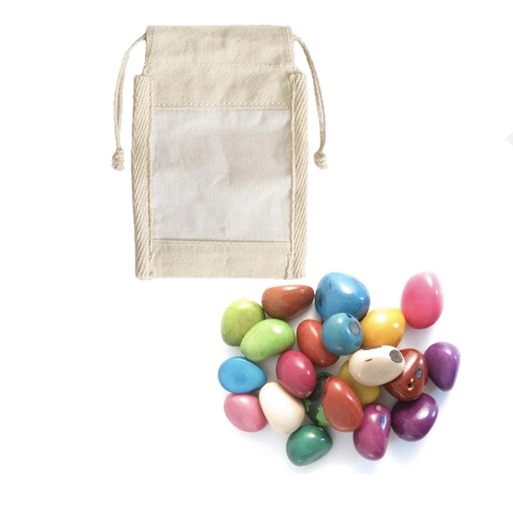 Satin Tagua Seed and pouch bag - Carved Culture