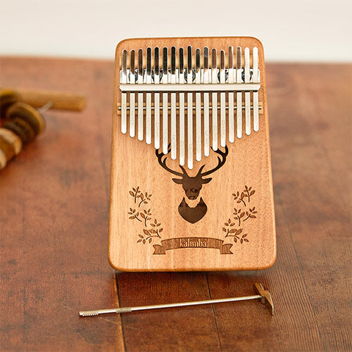 Shika box type wooden kalimba with deer inlay
