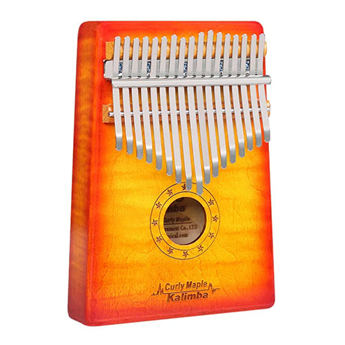 Sunburst red nad orange curly maple kalimba instrument