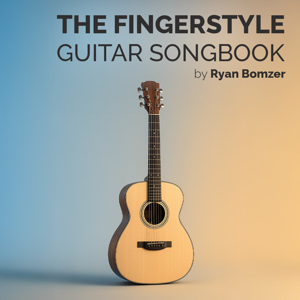 The Fingerstyle Guitar Songbook cover by Ryan Bomzer featuring a wooden instrument