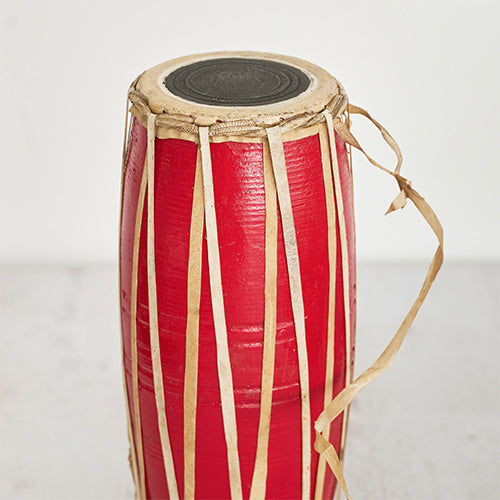 Close up of Traditional red Indian madal drum