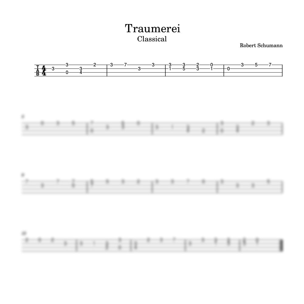 Sheet music for 'Traumerei' by Robert Schumann with treble clef and musical notes.