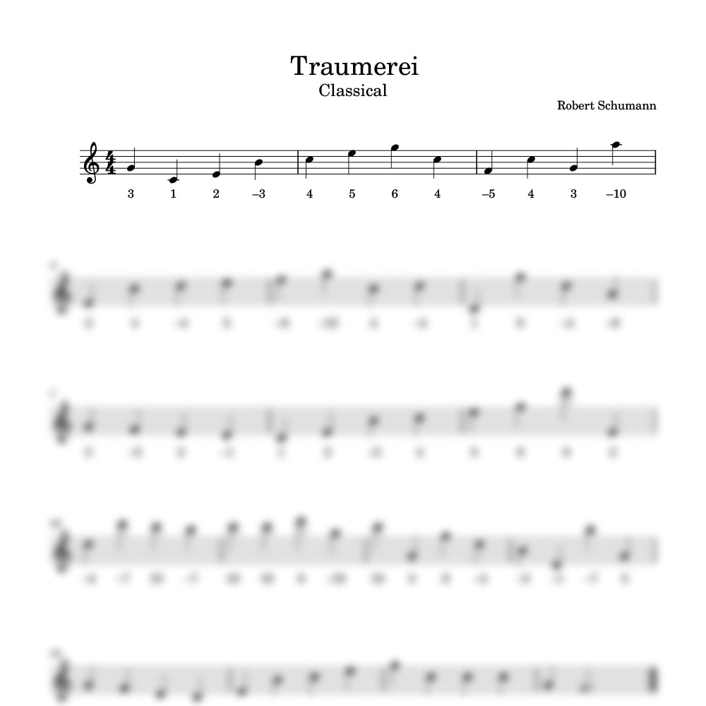 Sheet music for 'Traumerei' by Robert Schumann with clef and key signature.