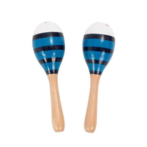 Pair of yaan bee shakers with blue and black design 