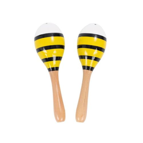 Pair of yaan bee shakers with yellow and black design 