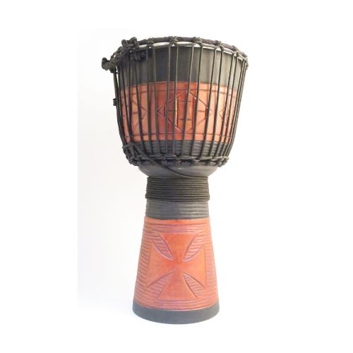 60cm carved black and red rope design djembe drum
