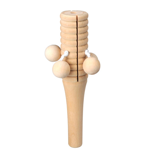 Upright wooden guiro tone block with solid wood balls
