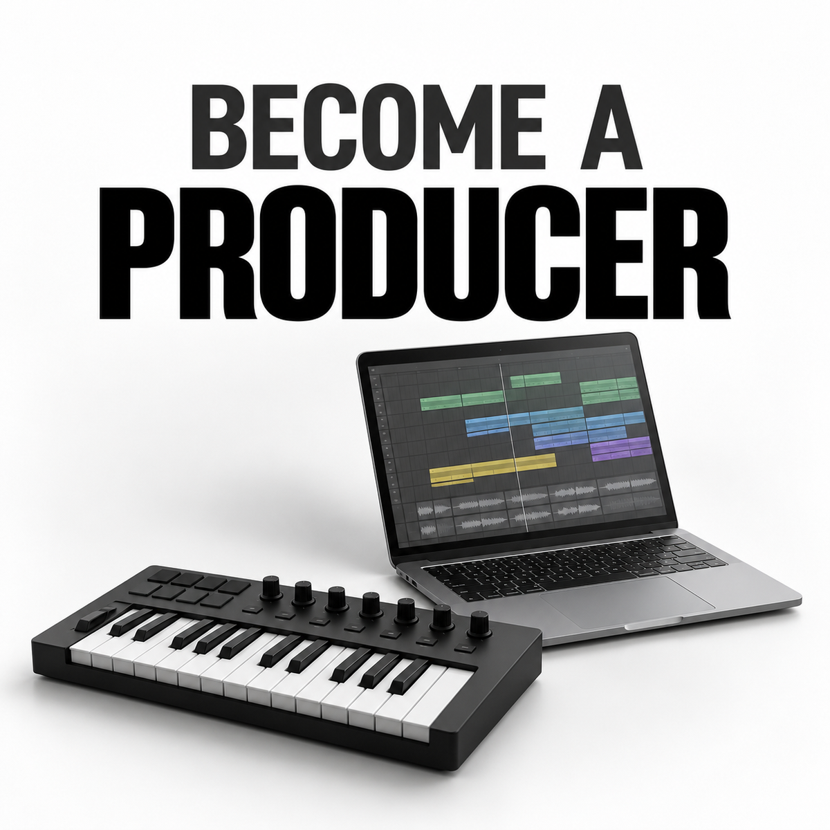 Become a Producer eBook cover — MIDI keyboard and laptop, matching the Become A series