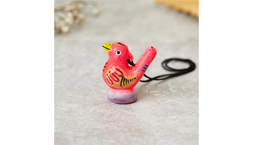 Ceramic painted pink bird water whistle