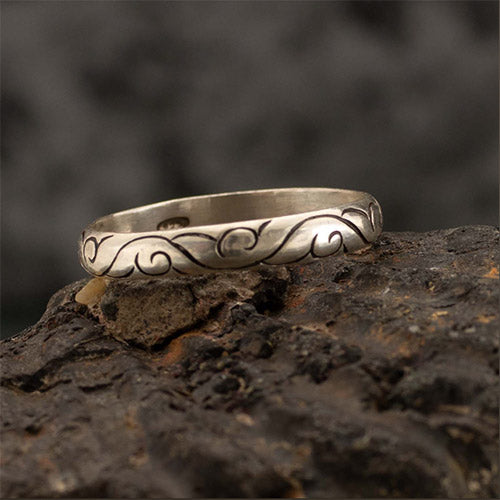 Carved Cloud Silver 925 Ring