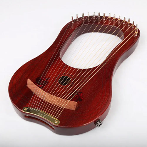 dark wood red lyre harp