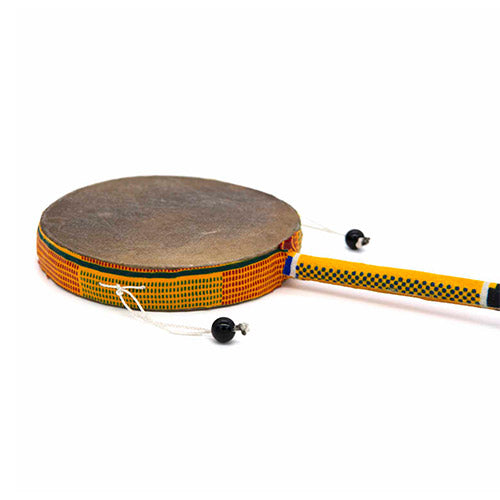 monkey drum with kente cloth side angle