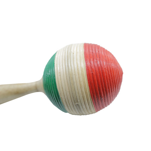 close up of rattan shaker red white and green