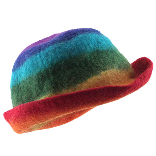 dark coloured rainbow hat