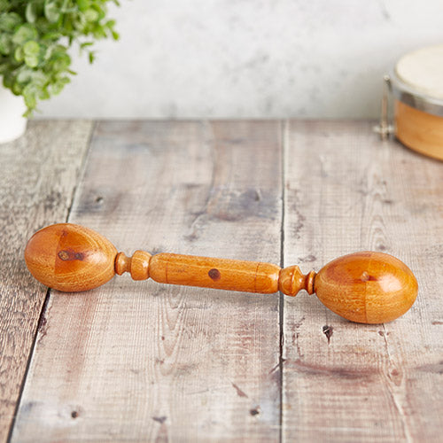 Solid wood double egg shaker instrument