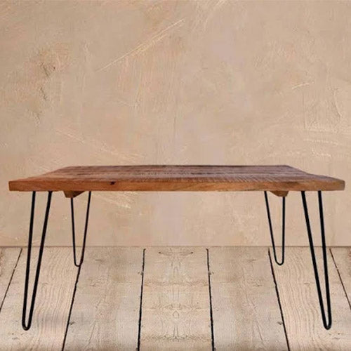 solid mango wood table with cast iron legs