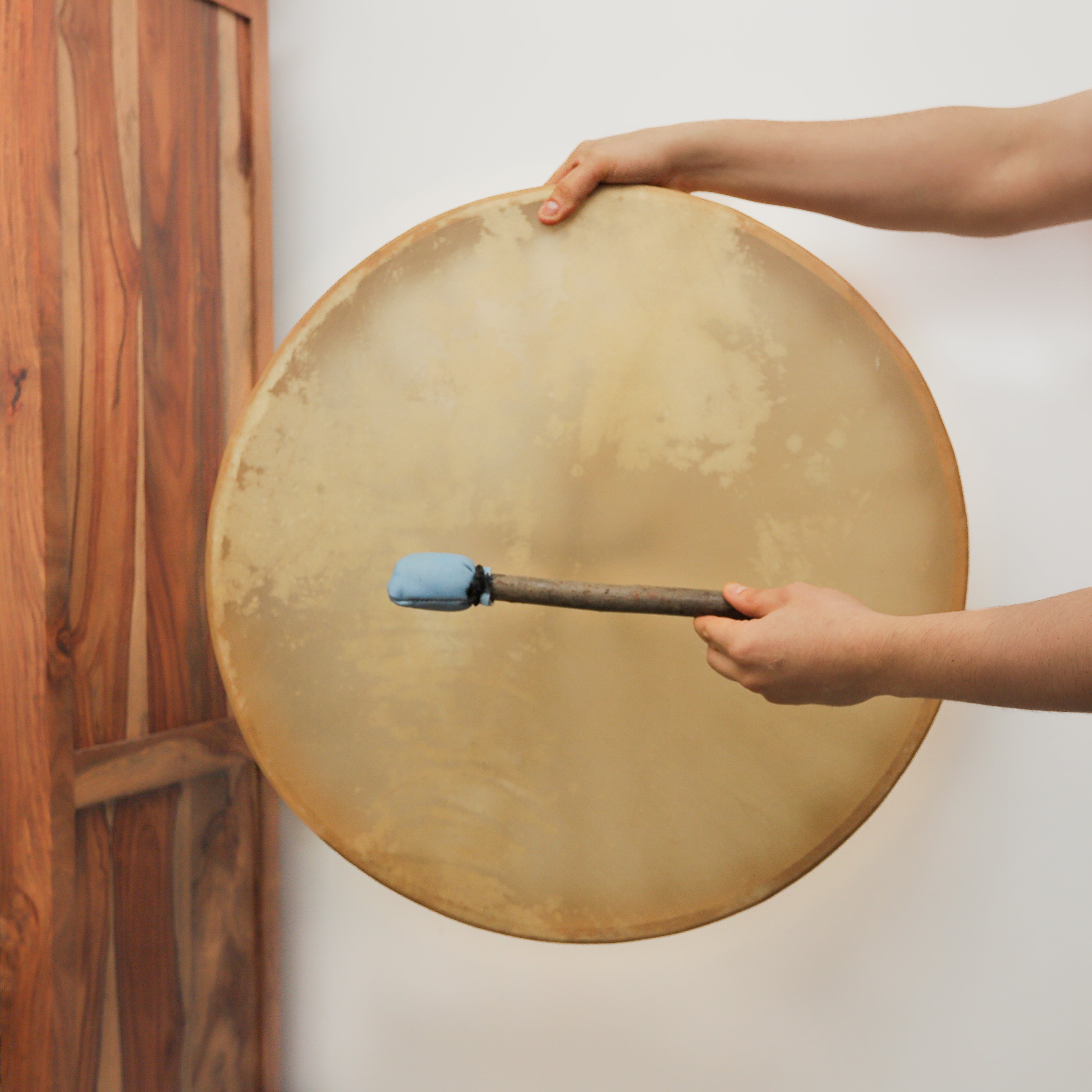 Twenty four inch khenji cow hide shamanic drum