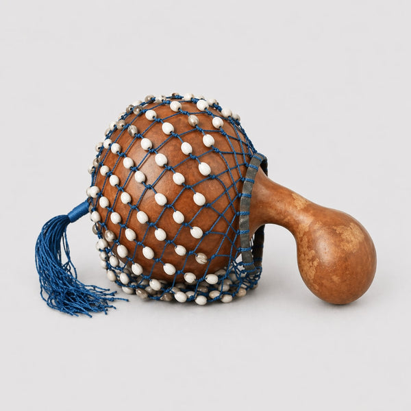 large gourd maraca with beads