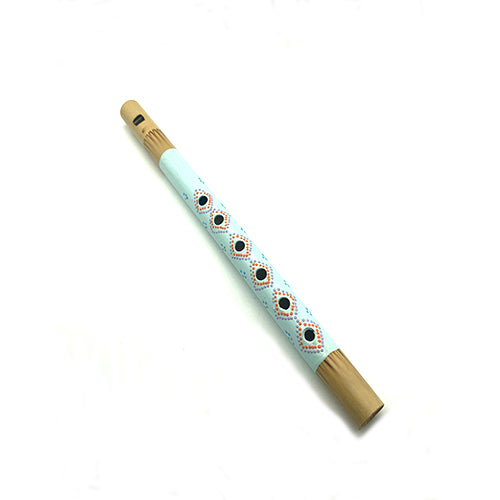 light blue pastel coloured hand painted bamboo flute recorder