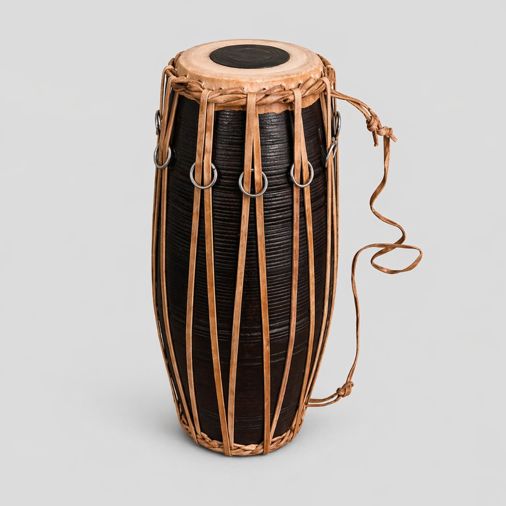 large black madal drum on white background 