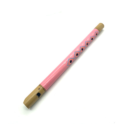 Pink pastel coloured hand painted bamboo flute recorder
