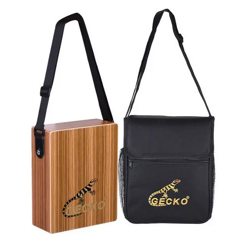 gecko music cajon with strap and protective carry case