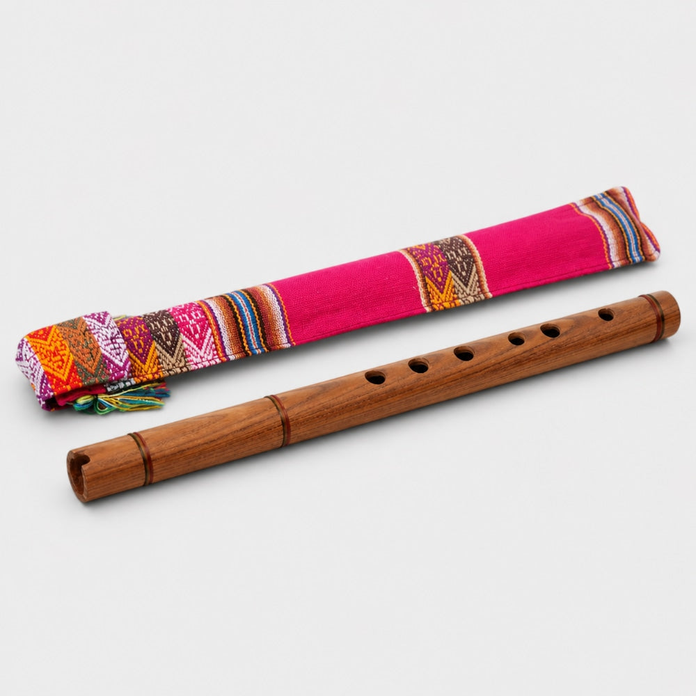 quena andean flute with colourful case