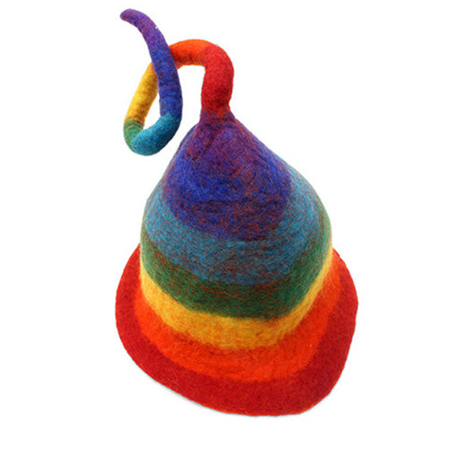 felted rainbow fairy hat with adjustable top