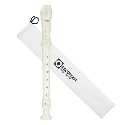 Ivory white recorder made by recorder workshop with matching case