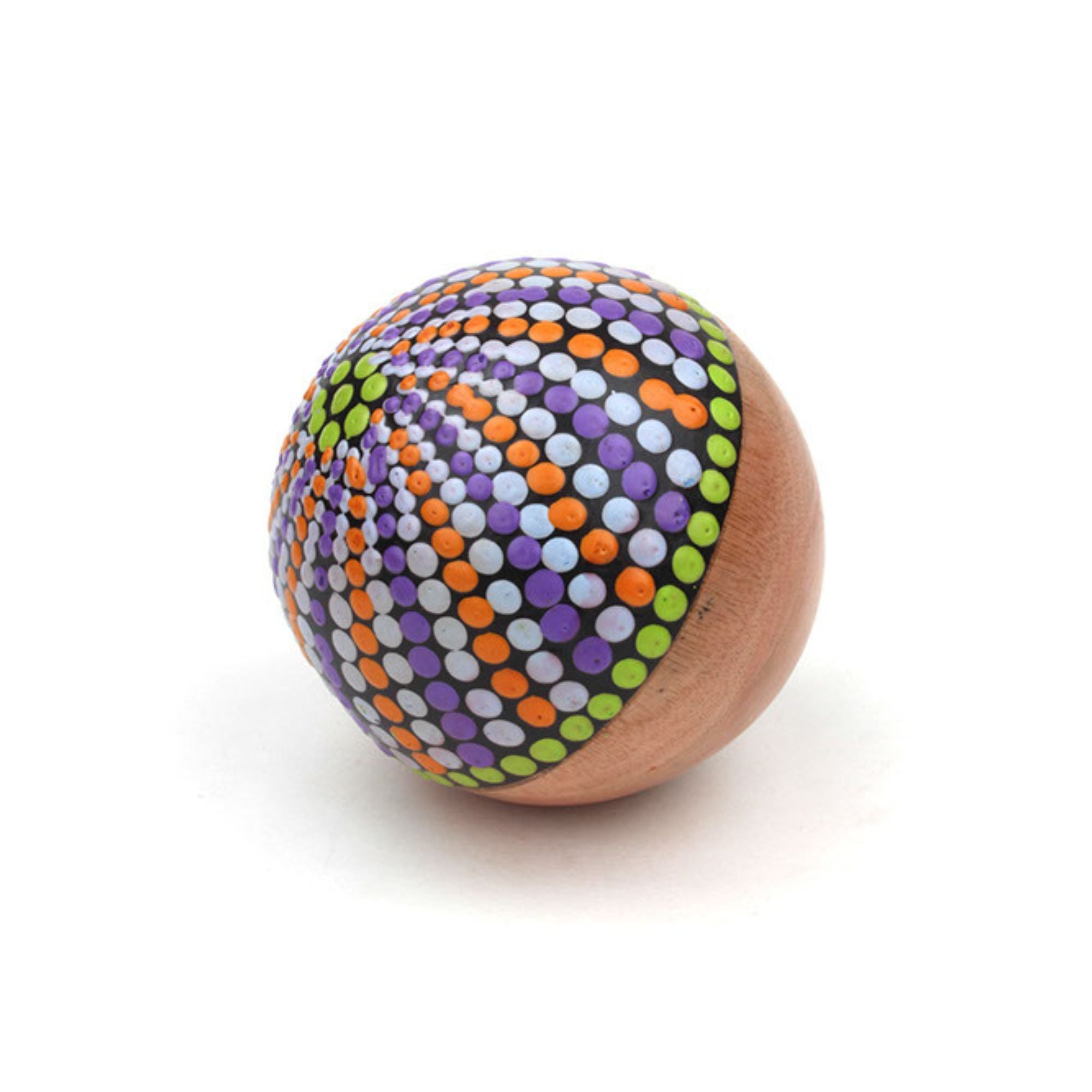 purple, orange, white and green desa ball shaker 