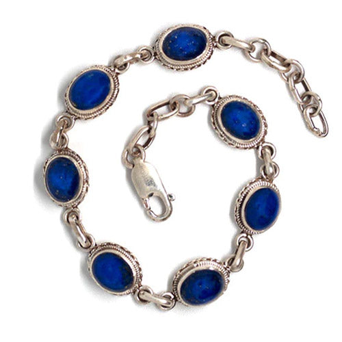 925 silver bracelet with cabochon gemstones