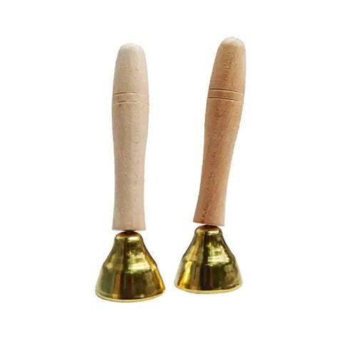 Two solid wood handles with brass bell 