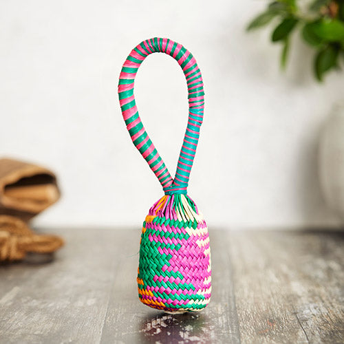 Multicoloured sonajas rattle shaker with loop