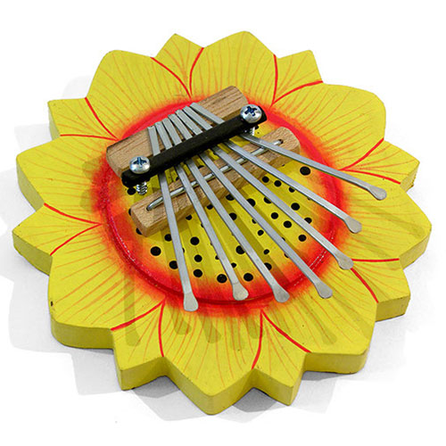 Sunflower design wooden thumb piano kalimba with 7 metal notes