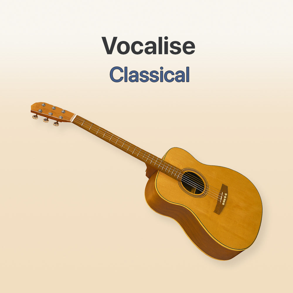 Acoustic guitar on a beige background with 'Vocalise Classical' text.