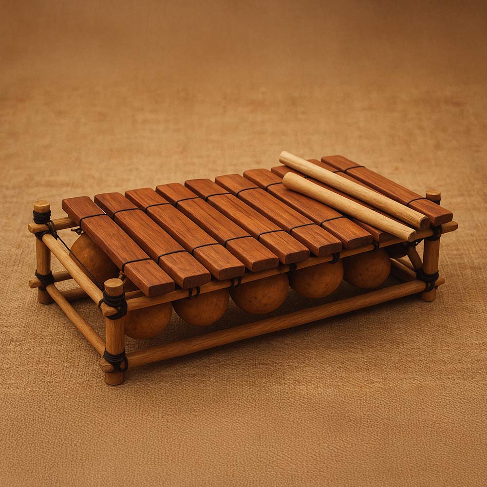 Wooden marimba on a brown background