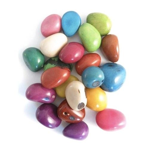 bundle of colourful dyed tagua seed