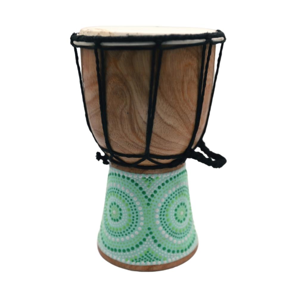 green dot painted djembe drum