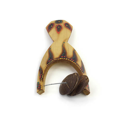 front view wooden coconut rattle 