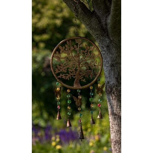 Tree of life wind chime in garden