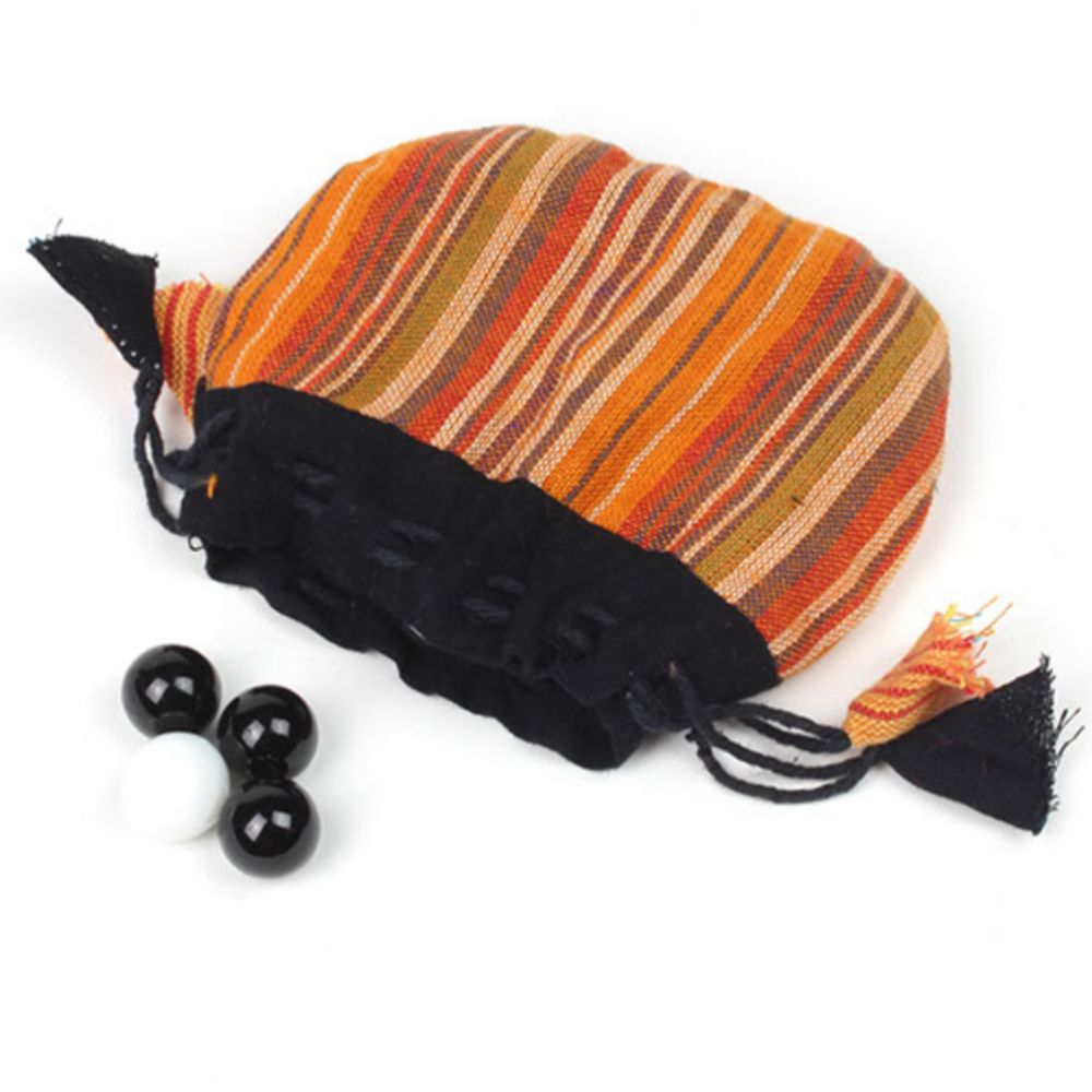 orange and yellow striped cotton pouch