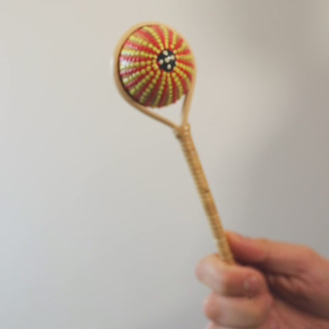 rattan ball shaker dot painted sound demonstration 