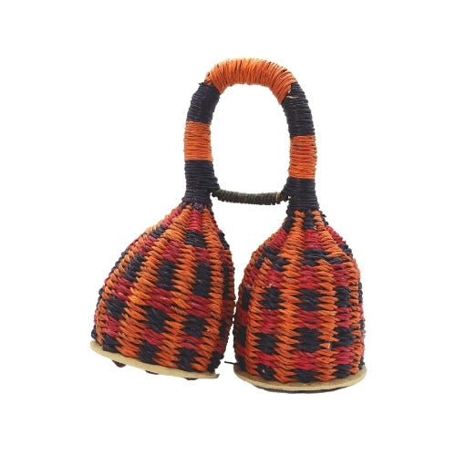 orange and red african caxixi basket shaker