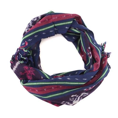 Blue and Red Handmade Ikat Scarf