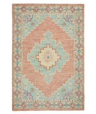 Indian diamond shape floral pink rug